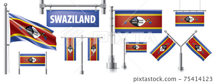Vector set of the national flag of Swaziland in various creative designs Vector set of the national flag of Swaziland in various creative designs 75414123