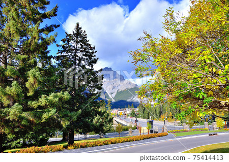 從級聯花園看到的級聯山和班夫市容 從級聯花園看到的級聯山和班夫市容 75414413