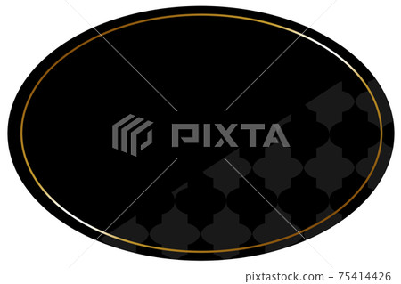 Oval frame black & gold with Moroccan pattern in part Oval frame black & gold with Moroccan pattern in part 75414426