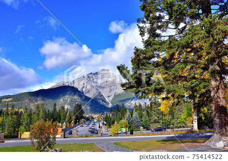 從級聯花園看到的級聯山和班夫市容 75414522