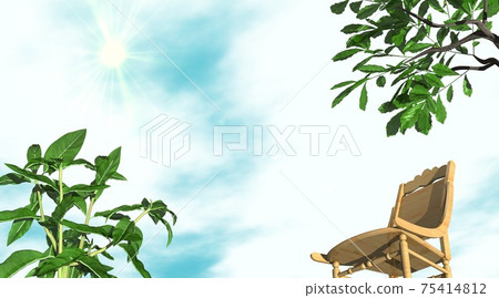 Spring fresh green sunlight chair chair landscape wallpaper background (3DCG) Spring fresh green sunlight chair chair landscape wallpaper background (3DCG) 75414812
