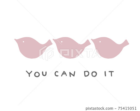 Scandinavian cute bird (pink) / handwritten illustration material 75415051