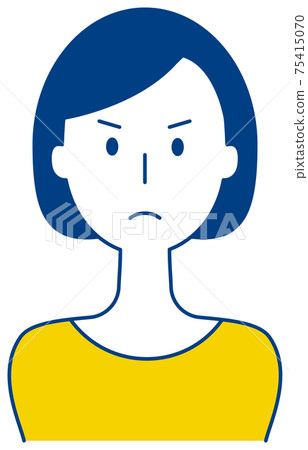 一個女人帶著憤怒的表情的矢量圖 75415070