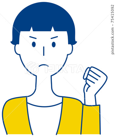 矢量圖的一個女人用拳頭舉起和憤怒的表情 75415092