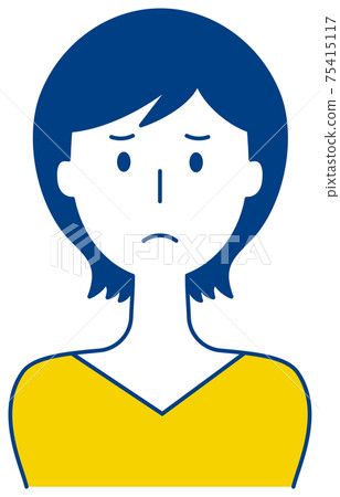 一個女人帶著困惑的表情的矢量圖 一個女人帶著困惑的表情的矢量圖 75415117
