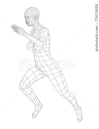 Wireframe running woman. Vector Wireframe running woman. Vector 75415688