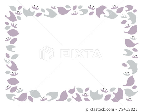Scandinavian cute bird (violet) frame / handwritten illustration material 75415823