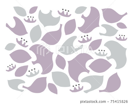 Scandinavian cute bird (violet) textile / handwritten illustration material 75415826