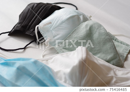 Various types of masks (nonwoven fabric mask, N95 surgical mask, high-performance mask, handmade cloth mask) 75416485