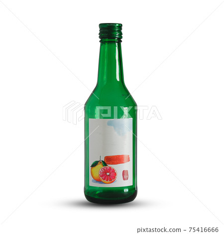 Glass Beer Green Bottle or rice whisky bottle On White Background Isolated. Glass Beer Green Bottle or rice whisky bottle On White Background Isolated. 75416666