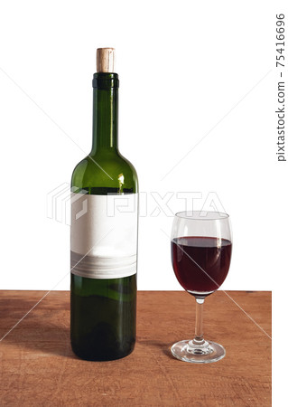 Close up of opened wine bottles ready to serve. Close up of opened wine bottles ready to serve. 75416696