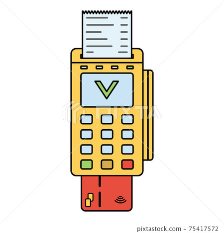 Bank terminal on an isolated white background in flat style. Bank terminal on an isolated white background in flat style. 75417572