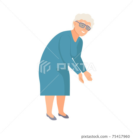 Senior Grey Haired Woman Wearing Glasses in Standing Pose Vector Illustration Senior Grey Haired Woman Wearing Glasses in Standing Pose Vector Illustration 75417960