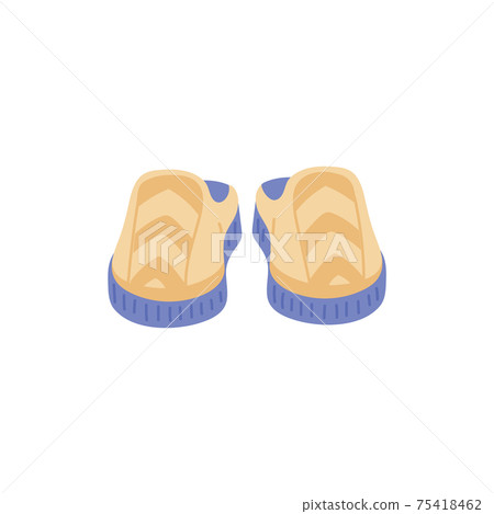Slippers, pair of comfortable and warm family domestic shoes for foot. 75418462