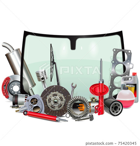 Vector Green Windshield with Car Parts 75420345