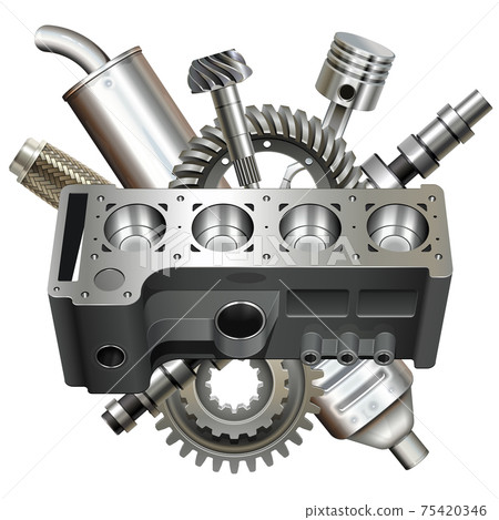 Vector Engine Block with Parts 75420346