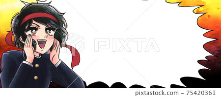 70's hot-blooded manga style, cheering leader with a smile, balloon 75420361