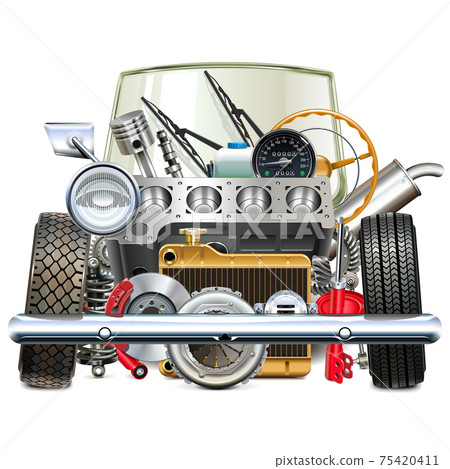 Vector Retro Car Spares Concept 75420411