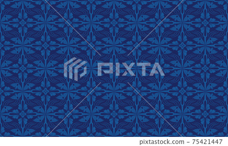 Japanese pattern bird tasuki pattern seamless pattern blue 75421447