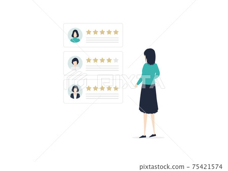 檢查評論年輕女性插畫素材 75421574