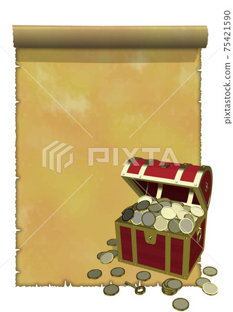 古董框架垂直寶箱大右硬幣矢量圖的舊地圖圖像 75421590