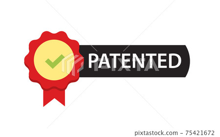 Patented label mark vector icon or intellectual property patent protection sign isolated emblem 75421672