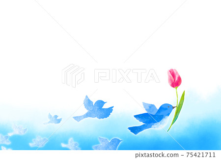 藍鳥框架帶來溫柔的鬱金香帶來的幸福 75421711