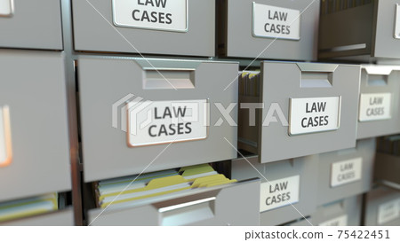 File cabinet with LAW CASES text, 3d rendering 75422451