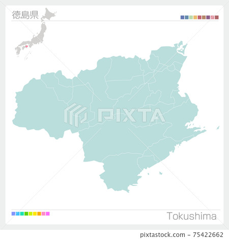 Map of Tokushima Prefecture / Tokushima (Municipalities / divisions) 75422662