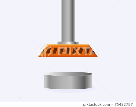 Hydraulic factory press. Steel powerful production of automated industrial workshops. Hydraulic factory press. Steel powerful production of automated industrial workshops. 75422797