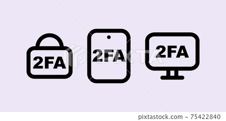 Two factor authentication icon. Black secure user identification with password. Two factor authentication icon. Black secure user identification with password. 75422840