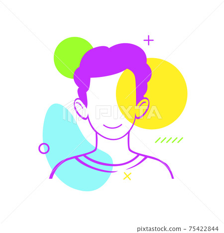 Joyful abstract mood and happiness clipart. Content character with yellow delight and blue satisfaction. 75422844
