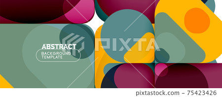 Modern geometric round shapes and dynamic lines, abstract background. Vector illustration for placards, brochures, posters and banners Modern geometric round shapes and dynamic lines, abstract background. Vector illustration for placards, brochures, posters and banners 75423426