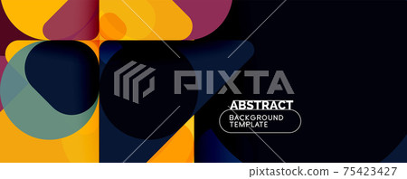 Flat geometric round shapes and dynamic lines, abstract background. Vector illustration for placards, brochures, posters and banners 75423427