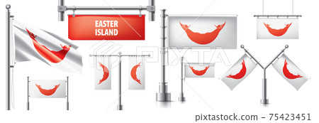 Vector set of the national flag of Easter Island in various creative designs Vector set of the national flag of Easter Island in various creative designs 75423451