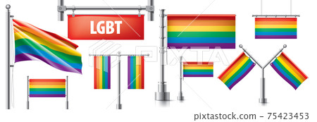 Vector a rainbow flag waving on white background Vector a rainbow flag waving on white background 75423453