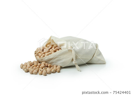 Bag with chickpea isolated on white background 75424401