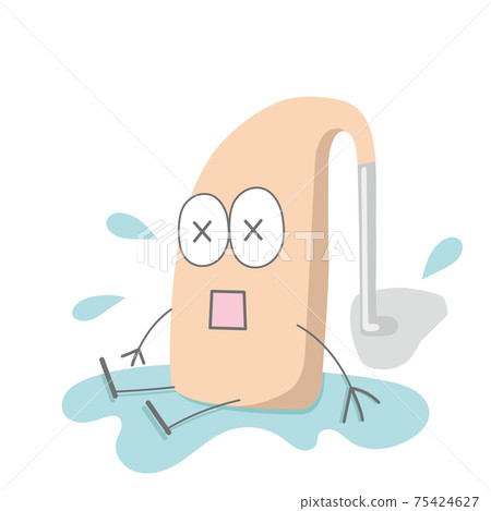 Illustration of a water-wet ear hearing aid 75424627