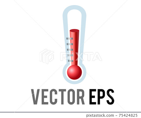 Vector liquid in glass thermometer icon with red liquid risen to measure temperature 75424825