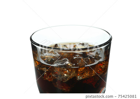 Glass of cola and ice cubes isolated on white background 75425081