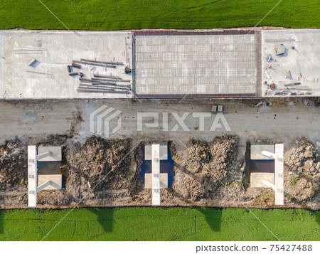 Aerial view of highway construction site Aerial view of highway construction site 75427488