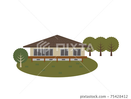 一棟舊單層建築的插圖 75428412