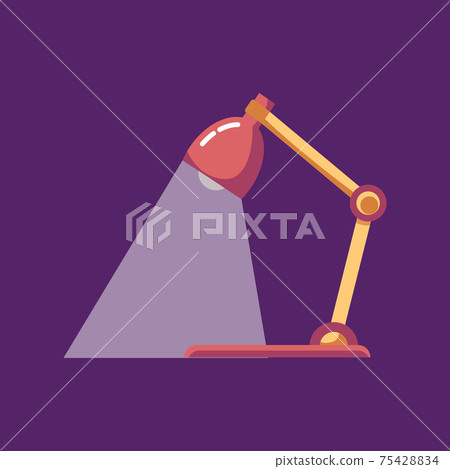 Desk lamp with a beam of light, flat cartoon vector illustration isolated. Desk lamp with a beam of light, flat cartoon vector illustration isolated. 75428834