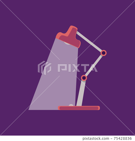 Red adjustable desk lamp with flow of light electric bulb a vector illustration. Red adjustable desk lamp with flow of light electric bulb a vector illustration. 75428836