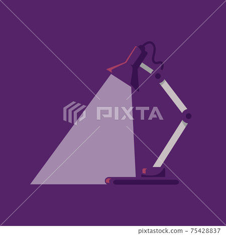 Modern electric table lamp on folding stand, flat vector illustration isolated. Modern electric table lamp on folding stand, flat vector illustration isolated. 75428837