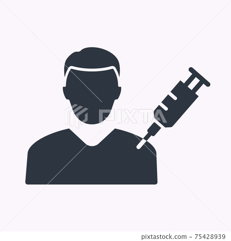 Man and syringe glyph icon on white background. Vector illustration. Man and syringe glyph icon on white background. Vector illustration. 75428939