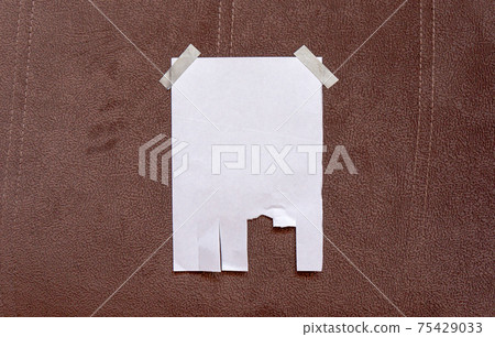 Tear off paper on wall. Mock up template. Street paper ad or announcement with tear-off stripes with phone number. Blank design. Copyspace mockup 75429033