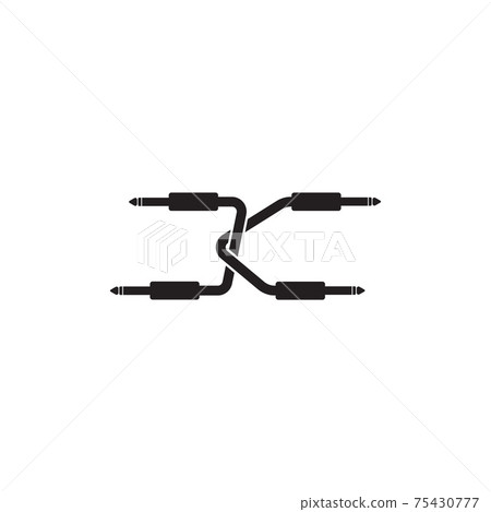 Letter K Alphabet vector illustration. Cable jack logo concept. Audio logo design template. Isolated, Audio equipment, sound system, instrument. Black and White Letter K Alphabet vector illustration. Cable jack logo concept. Audio logo design template. Isolated, Audio equipment, sound system, instrument. Black and White 75430777
