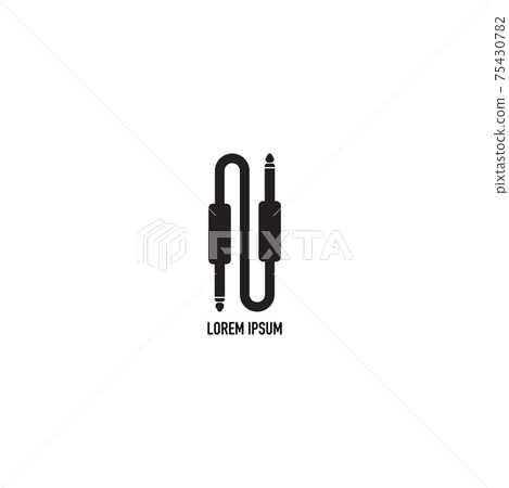 cable jack logo concept. Audio wave logo design template. Isolated, Audio equipment, sound system, instrument. Black and White cable jack logo concept. Audio wave logo design template. Isolated, Audio equipment, sound system, instrument. Black and White 75430782