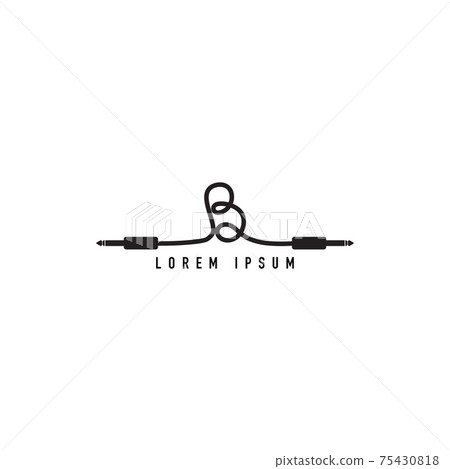 Letter B uppercase alphabet logo design template. Cable jack audio logo concept. Black and white Letter B uppercase alphabet logo design template. Cable jack audio logo concept. Black and white 75430818